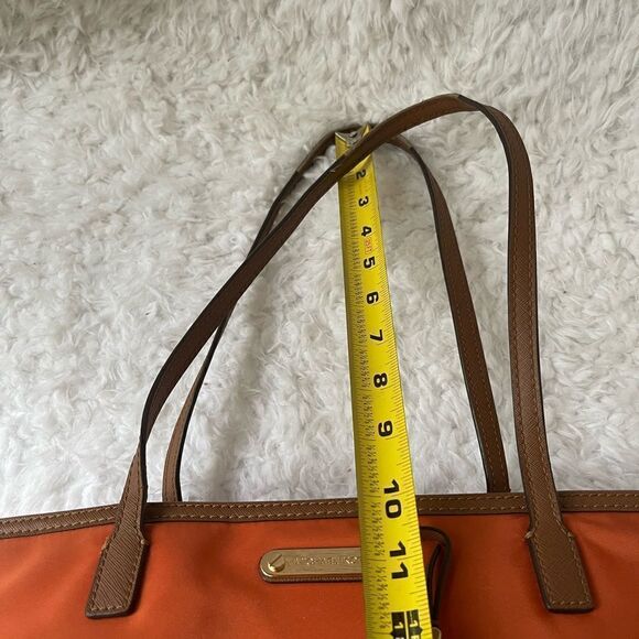 Michael Kors Orange Nylon Medium shoulder bag ,brown leather trims and straps - Picture 2 of 16